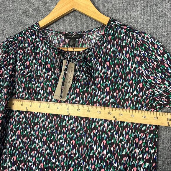 NWT BANANA REPUBLIC Spit Neck With Tie Long Sleeved Blouse SZ XXS petite - Picture 6 of 8